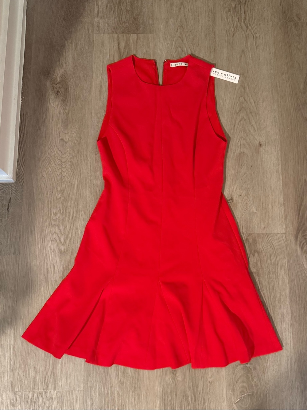 Alice + Olivia Red Sleeveless Fit-and-Flare Mini Dress